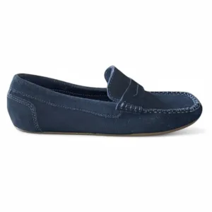 Zara Navy Blue Suede Leather Penny Loafers Moccasins Slip-On Shoes Size 7