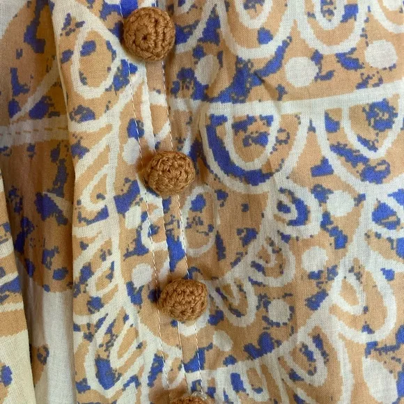 ZARA Neutral Cream Tan Paisley Halter Mock Neck Button Fit Flare Sun Dress NWT
