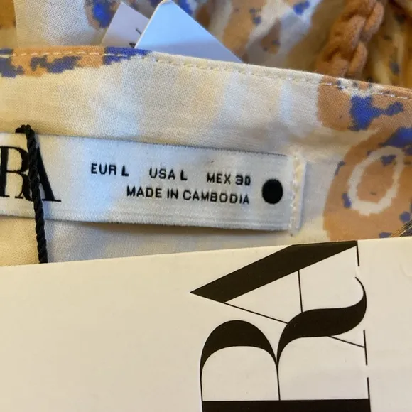 ZARA Neutral Cream Tan Paisley Halter Mock Neck Button Fit Flare Sun Dress NWT