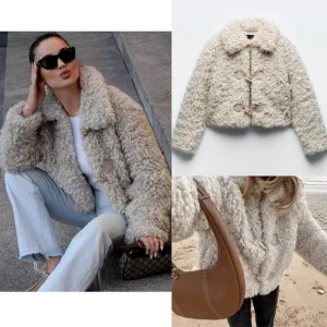 Zara NWOT off white cream ivory faux leather jacket