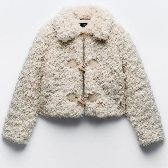 Zara NWOT off white cream ivory faux leather jacket