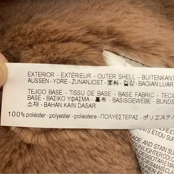 ZARA Pink Brown Faux Fur Lined Faux Leather Moto Jacket Coat