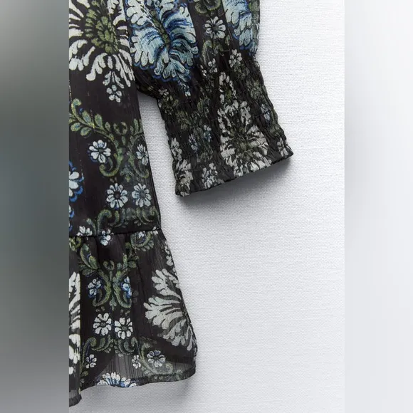 ZARA Printed Dress with Vest Floral Velvet Women’s Size Small