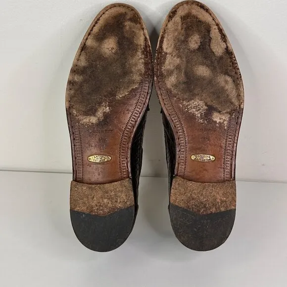 Zelli Genuine Alligator Brown Loafers Mens Size 11.5 M Italy