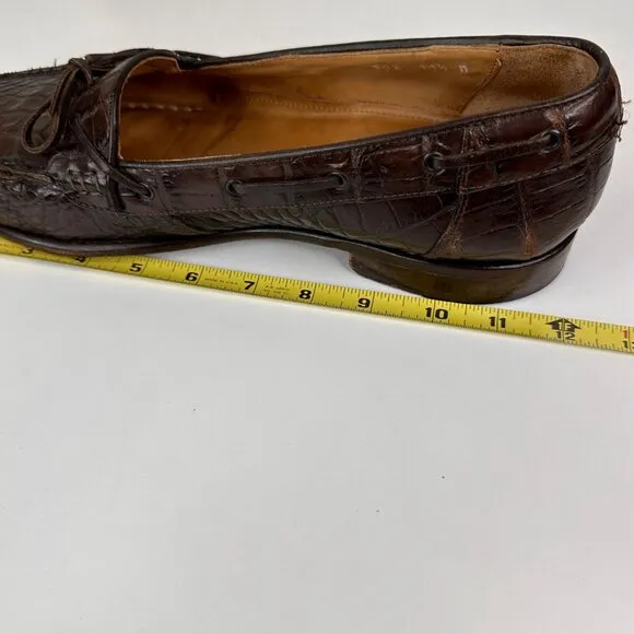 Zelli Genuine Alligator Brown Loafers Mens Size 11.5 M Italy