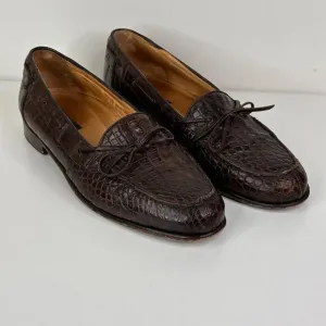 Zelli Genuine Alligator Brown Loafers Mens Size 11.5 M Italy