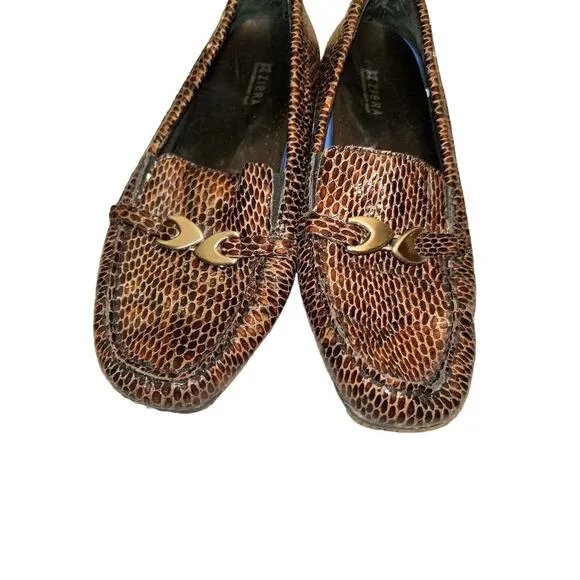 Ziera Slip On Loafer Comfort Shoes EU 38 US 8.5 Black Brown Patent Leather