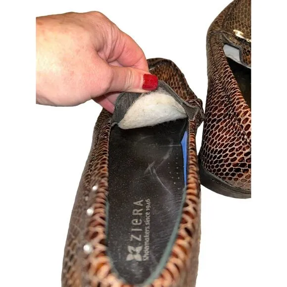 Ziera Slip On Loafer Comfort Shoes EU 38 US 8.5 Black Brown Patent Leather