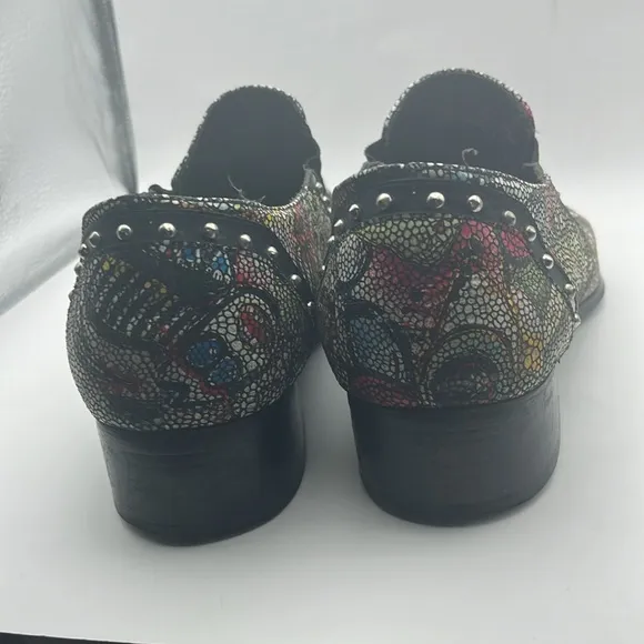 Zota SZ 9 RARE MENS Multi Color Genuine Leather Studded Loafers G508-10 UNIQUE
